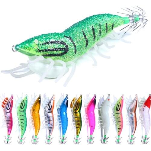 12cm 22.4g Luminous Shrimp lure fishing squid jigs leurre squid octopus cuttlefish lure calamar 3.5# hook
