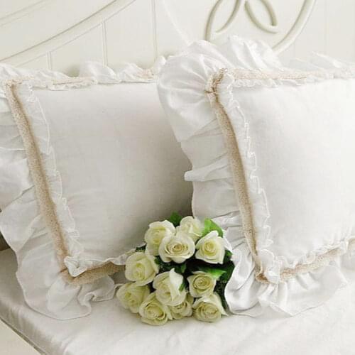 2pcs Splicing Embroidered pillow case European style satin cotton pillowcase bedding pillow sham luxury pillow cover no filler