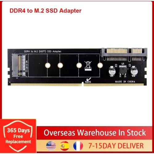 DDR4 to M.2 SSD Adapter Riser Card SATA 15 Pin Power Supply 7 Pin Data Port DDR4 to NGFF SSD Adapter Support 2230 2242 2260 2280