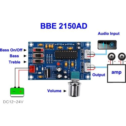 BBE 2150AD Preamp tone Board Audio treble bass adjustment equalizer Pre amplifier Tone Control Preamplifier DC 12-24V