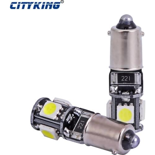 Free shipping 10pcs/lot BA9S led canbus 5SMD LED 5050 White CANBUS Error Free Interior Car H6W led Light Lamp car-styling 12V