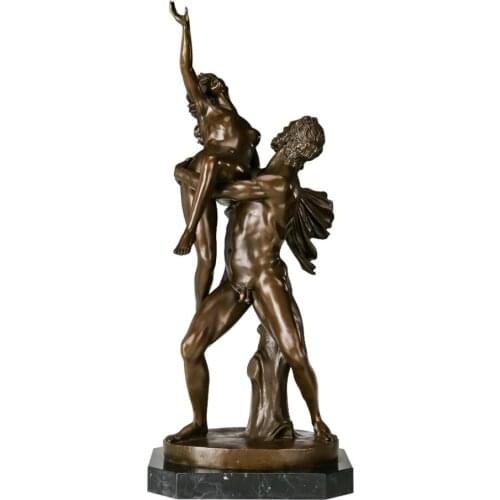 Large Antique Art Nude Man Rape Woman Bronze Statue Violent Sculpture 73CM Tall Collectible Figurine Decoration