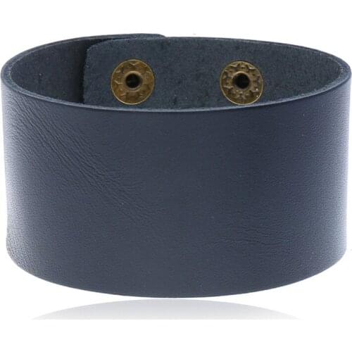 Fashion Punk Wide Genuine Leather Wristbands Casual Cuff Bracelet Women Men Biker Simple Charm Bangle Wrap Retro Vintage Jewelry