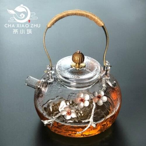 Hand-made glass teapot water hammer glass burning heat-resistant grain glass filtering tea making tea Japanese teapot