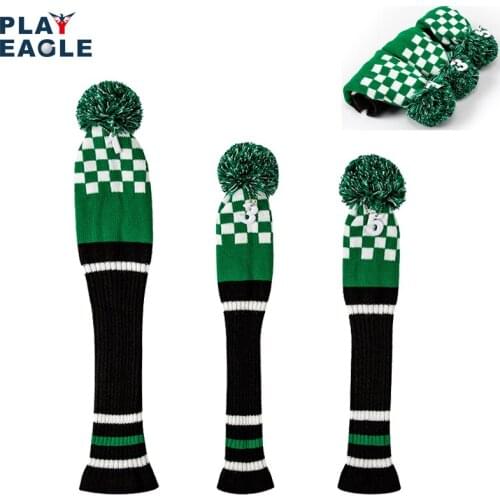 Golf Club #1 #3 #5 Wood Headcovers Driver Fairway Woods Cover Knit Material Pom Pom Sock Wood Head Cover Set Protector