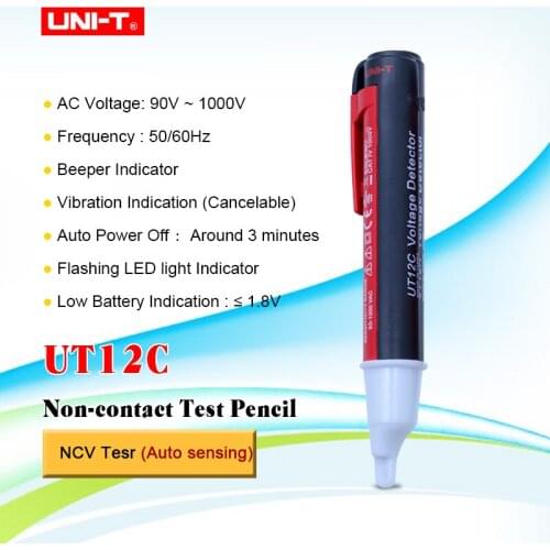 AC Voltage Detectors UNI-T UT12C practical high quality Contact 90-1000V auto power off electrical test pencil
