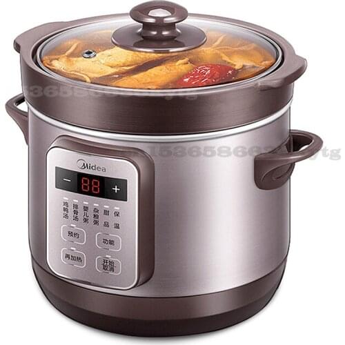 Electric Cooker Household Ceramic Purple Sand Porridge Soup Smart Electric Cooker 1.8L Capacity Double Insulation Anti-scalding
