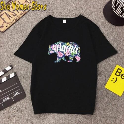 Bear Print T-shirt Fashion Women Short Sleeve Cute Animal Bear Harajuku T-shirt Top Casual Streetwear Top Womens T-shirt Summer