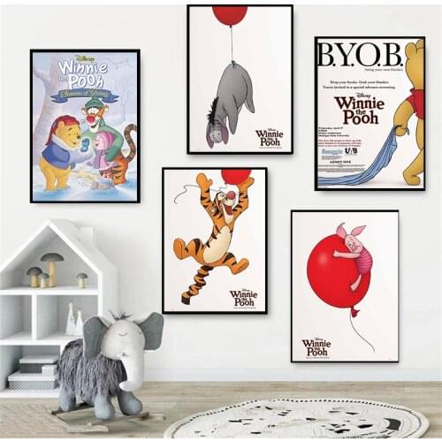 Disney Winnie The Pooh Canvas Painting Cartoon Anime Poster and Print Wall Art Pictures for Living Room Decoration Home Decor