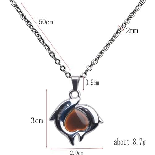 Temperature Colors Change Pendant Mood Necklace - Emotion Dolphin Hear Pendant Necklace for Women Girls