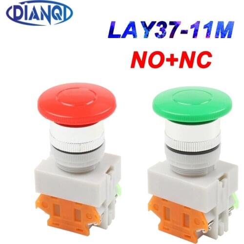 Lay7 lay37 11m lay7-11m yh lay37-11m Red 1NO1NC Momentary self-Reset the start Push Button Switch Mushroom button