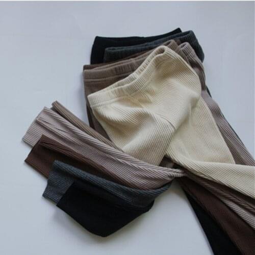 New Autumn Toddlers Kids Elastic Leggings Solid Color Korean Style Baby Children Skinny Pants