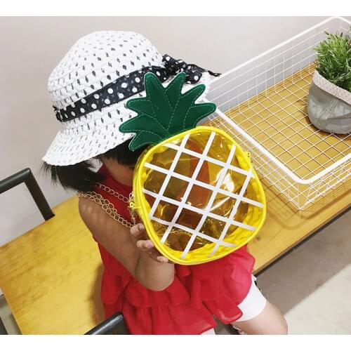 Summer Childrens Transparent Jelly Bag Kids Mini Coin Purse Handbags Cute Pineapple Baby Girls Small Shoulder Crossbody Bags