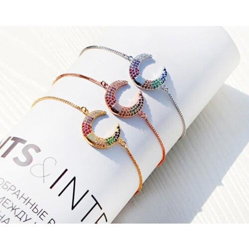 Trendy Moon Cz Summer Bracelet For Women Classic Copper Bracelet Adjustable Bracelet Pulseira Feminina