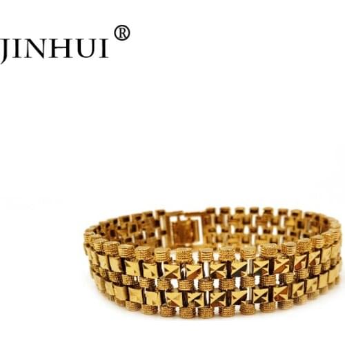 Jin Hui Fashion New African Ethiopia Gold color Men Bracelet Women Party Ornament Luxury Gifts for Friends Dubai Bangle Jewelry