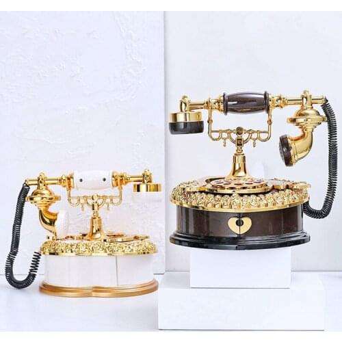 Retro Old Dial Telephone Music Box музыкальная шкатулка Nordic Style Storage And Home Decoration Furnishing Typewriter Gift