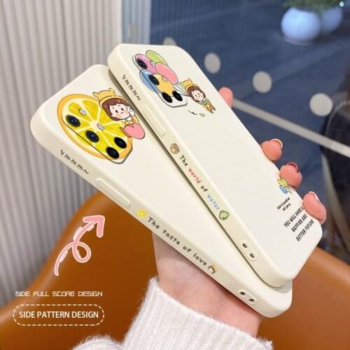 Cartoon Lemon Girl Net Red Soft Shell Phone Case For Oneplus 8t 9 9pro 9r Liquid Silicone Cover