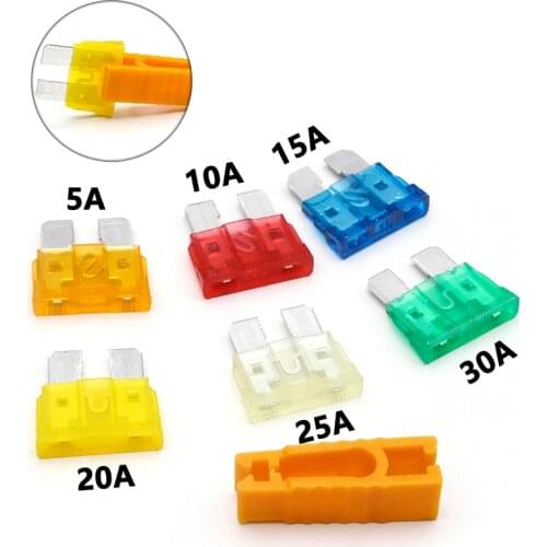 7pcs 5/10/15/20/25/30A Standard Auto Car Zinc Blade Fuse Automobile Car Security Fuse Assortment Kit For Medium-sized Car