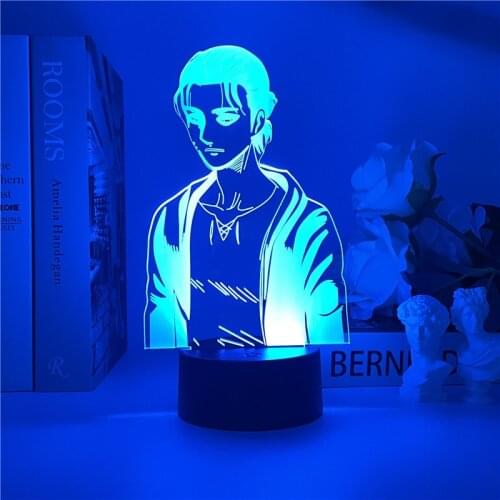 3d Night Light Eren Yeager Titan Nightlight for Kids Bedroom Decor Light Color Changing Table Night Lamp Attack on Titan Gift
