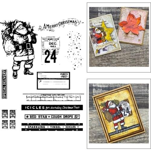 2021 New Merry Christmas Clear Stamps Santa Claus and Date Scrapbooking For Crafts Greeting Card Making no Metal Cutting Dies