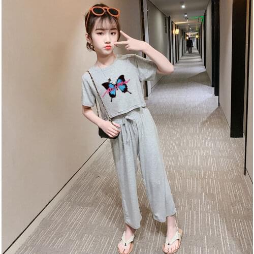 2021 Baby Girl Clothes 2020 New Style Girls Long-sleeved Sports Summer Suit Jacket + Pants 10 12 Years Kids Clothing