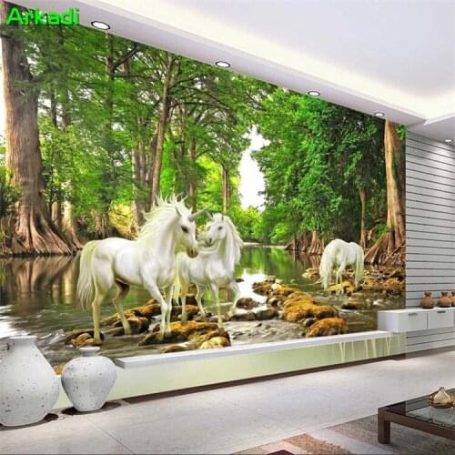 Custom 3D Mural European Myths Unicorn Forest Photo Wallpaper Living Room Sofa Background Wallpaper Home Decor Wall covering