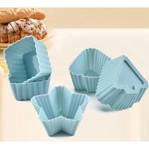 12PCS Cups Cake Reusable Muffin Cups Silicone Moulds Cupcakes Assorted Patterns Baking Tools