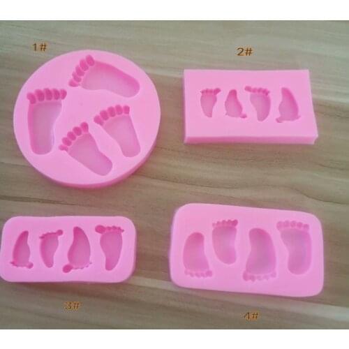 Cute Baby Feet Shape Silicone Fondant Resin Sugarcraft Mold For Pastry Cake Decorating Kitchen Tool