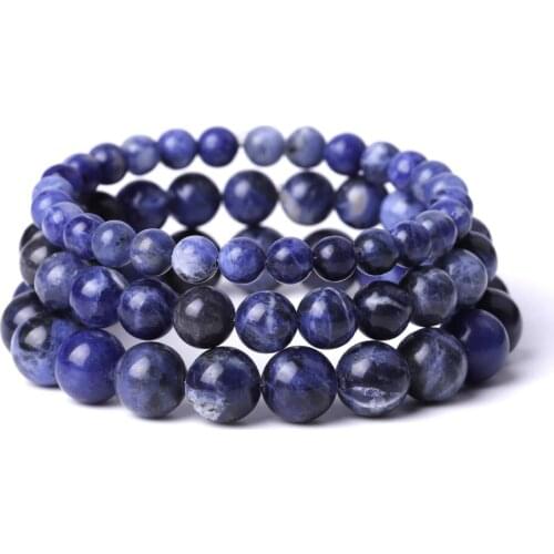 Blue-veins Stone Beads Strand Bracelet Buddha Beaded Yoga Friendship Strench for Women Men Jewelry Braclet Braclets