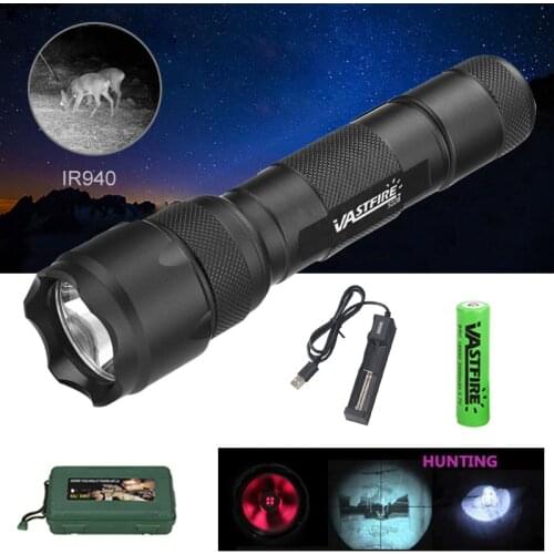 502B IR 850nm/940nm LED Flashlight Illuminator Tactical Hunting Hog Torch Night Vision IR Fill Light Lanterna With Rifle Scope
