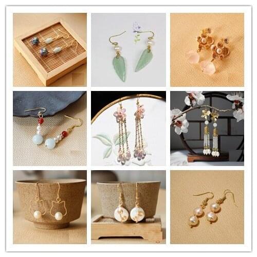 Chinese style vintage handmade pearl tassel lantern dangle earrings for Hanfu dress Accessories gift box package 8cm