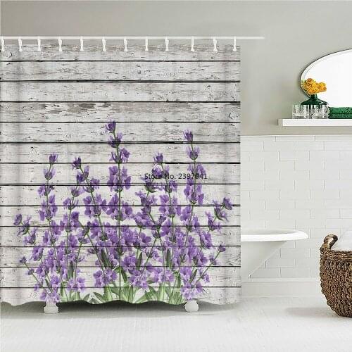 Colorful Flower leaf Butterfly Bathroom Shower Curtains Frabic Waterproof Polyester Creativity Art Wood Bath Curtains With Hooks