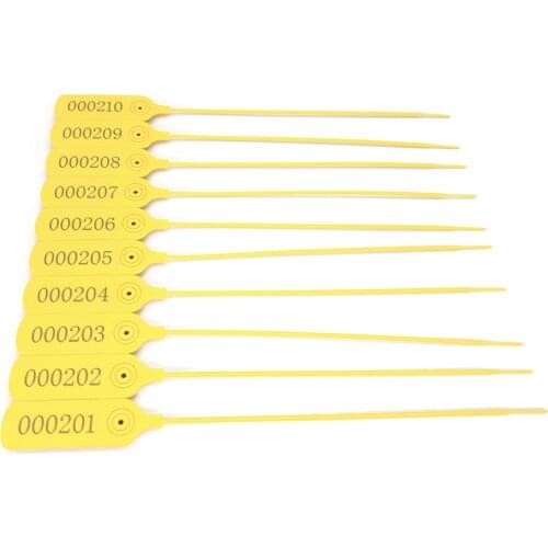 Security Seals Tamper Proof Self Locking Pull Tight Plastic Seal Yellow 11.8inch Pack of 100pcs Signage Security Tags for Logist