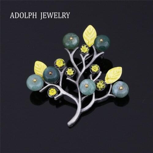ADOLPH Jewelry New Arrival Accessories Vintage Simple Style Resin Zinc Alloy Small Tree Brooch for Women Dress Scarf Brooch Pins