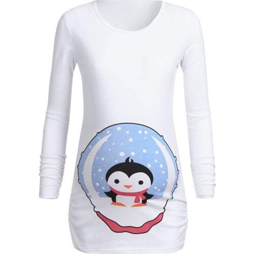 Womens Maternity Long Sleeves Cartoon Penguin Tops Pregnancy T-shirt Nursing Breastfeeding Top T-shirt Maternity Clothes