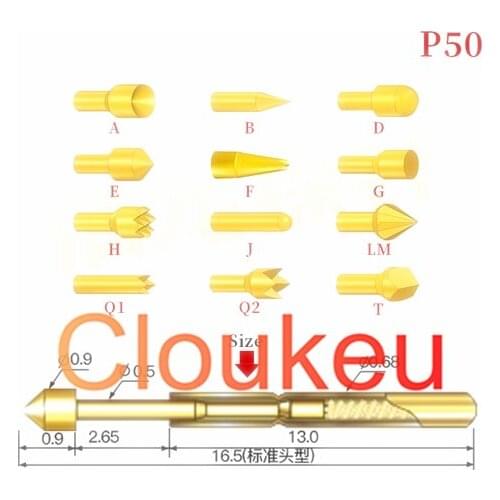 Probe nickel-plated P50 test needle 0# series 50MIL0.48 light plate spring thimble