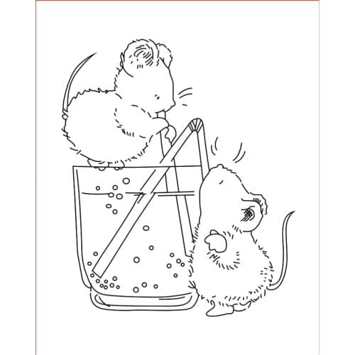 10x8 Two mice drinking tea New Transparent Clear Rubber Stamp Sheet Cling Scrapbooking Photo Album PaperCard DIY Craft