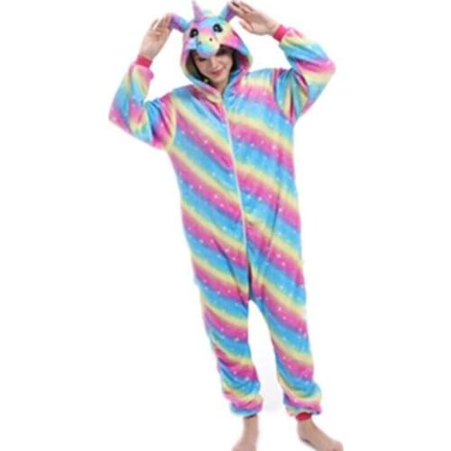 2020 Unisex Adults Animal Pajamas Anime Onesie Stitch Unicorn Flannel Cartoon Cute Warm Cosplay Sleepwear