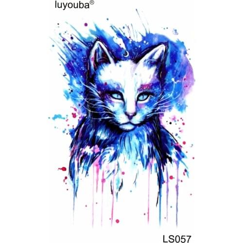 30pcs White Cat Waterproof Temporary Tattoos Men Maquiagem Temporary tatoo sleeve Beauty animals tatoo men stickers