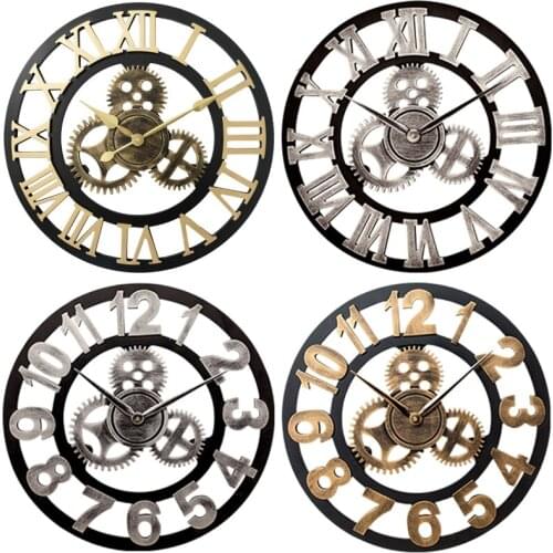 40/50cm Vintage Silent Wall Clock Arabic Roman Numeral Pendulum Clocks for Living Room Bedroom Kitchen Office Home Decor