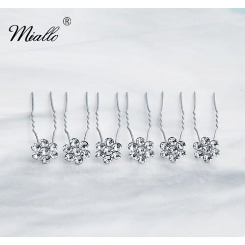 Miallo 6pcs/lot Flowers Austrian Crystal Bridal Hair Jewelry Wedding Hairpins Hair Jewelry Accessories Headpieces for Women