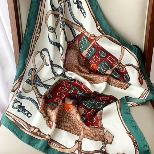 70*70cm Luxury Silk Satin Head Scarf Women Fashion Kerchief Print Hair Square Headband Neck Lady Dropship wrap muffler bandanna