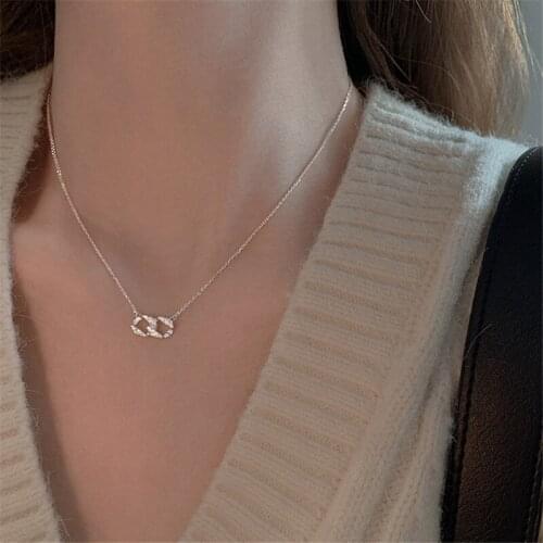 925 Sterling Silver Zircon Cross Charm Pendant Choker Necklace For Women Fine Jewelry dz635