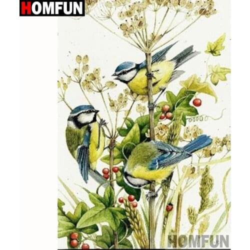 HOMFUN Full Square/Round Drill 5D DIY Diamond Painting "Birds and flowers" Embroidery Cross Stitch 5D Home Decor Gift A18252