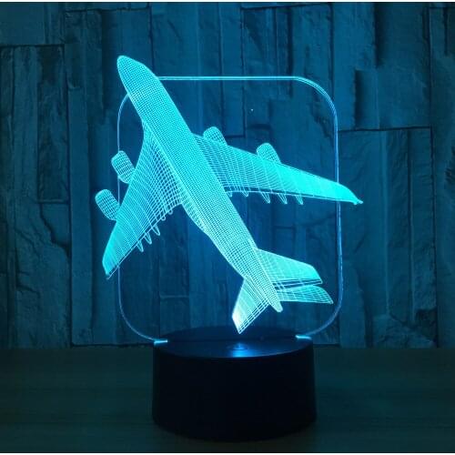 Free shipping Air Plane 3D Light Table Lamp Optical Illusion Bulbing Night Light Changing Mood Lamp Sailing lights