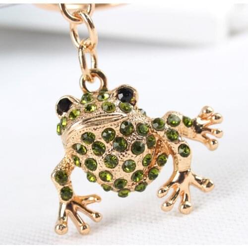 Lovely Frog Cute Animal Crystal Charm Purse Handbag Car Key Keyring Keychain Party Wedding Birthday Gift