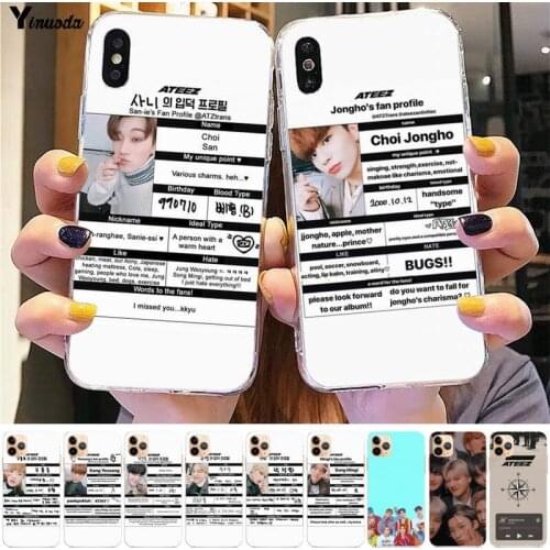 Yinuoda ATEEZ HongJoong SeongHWA DIY phone Case cover Shell for iPhone 8 7 6 6S Plus X 5S SE 2020 XR 11 pro XS MAX