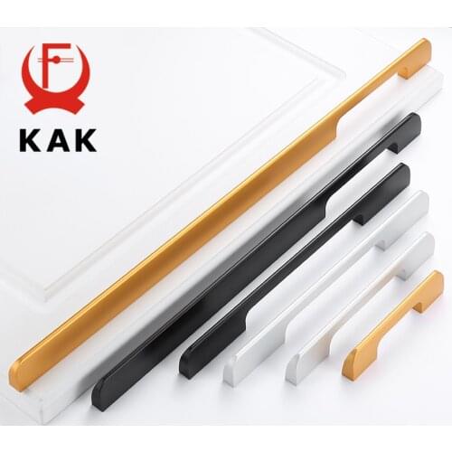 KAK Black Kitchen Handle Cabinet Knobs and Handles Aluminium Alloy Wardrobe Door Pull Drawer Knob Long Furniture Handle Hardware