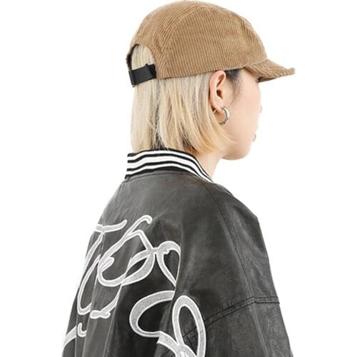 Clape Unisex 5 Panel Baseball Cap Corduroy Trucker Hat Short Brim Dad Cap Flat Brimmed Snapback Hat Outdoor Sports Hiphop Cap