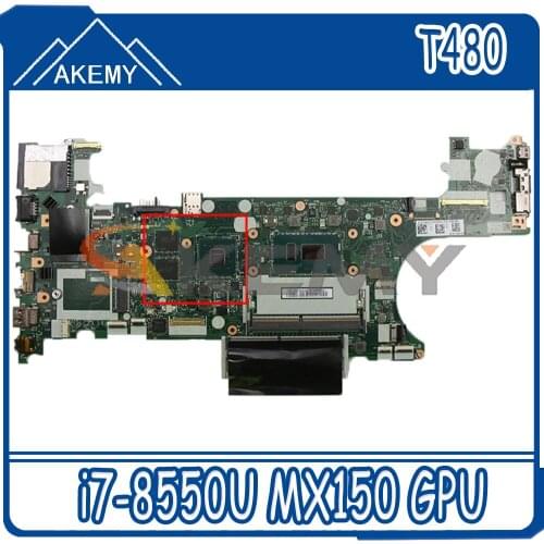 For ThinkPad T480 laptop motherboard ET480 NM-B501 W/ CPU i7-8550U MX150 GPU FRU 01YR334 01YR335 01YR367 Mainboard